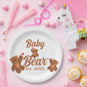 Bear Baby Dusche - Niedliche, klassische Schwanger Pappteller (Party)