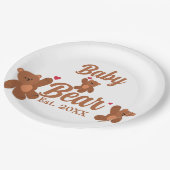 Bear Baby Dusche - Niedliche, klassische Schwanger Pappteller (Schrägansicht)