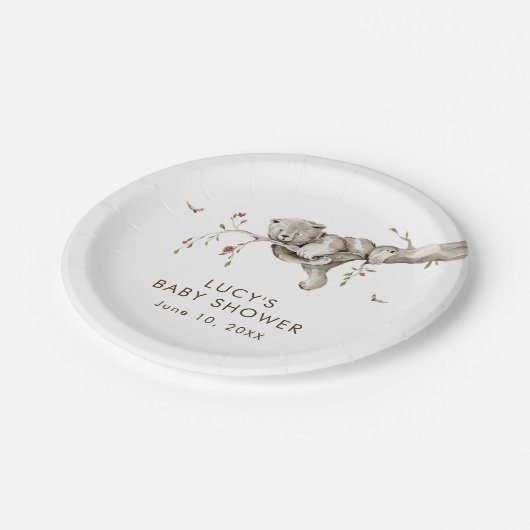 Bear Baby Dusche Pappteller (Schrägansicht)