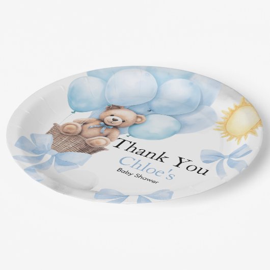 Bear Baby Dusche Pappteller (Schrägansicht)