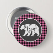 Bear Baby Dusche Pink Button (Vorne & Hinten)