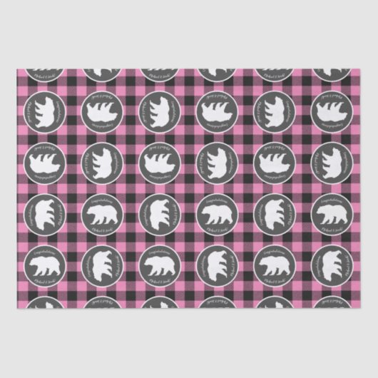 Bear Baby Dusche Pink Seidenpapier (Vorderseite)