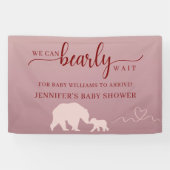 Bear Baby Dusche Pink Woodland Rustikales Party Banner (Horizontal)