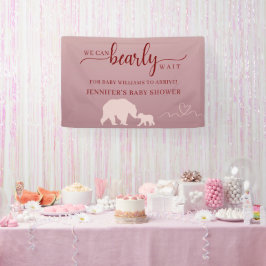 Bear Baby Dusche Pink Woodland Rustikales Party Banner