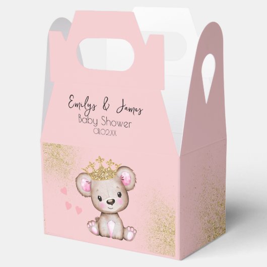 Bear Baby Dusche Princess Funkelnd Pink Gold Geschenkschachtel (Geöffnet)