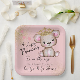 Bear Baby Dusche Princess Funkelnd Pink Pappteller