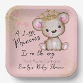 Bear Baby Dusche Princess Funkelnd Pink Pappteller (Vorderseite)