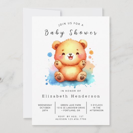 Bear Baby Dusche verzaubert Einladung (Vorderseite)