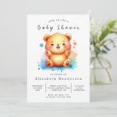 Bear Baby Dusche verzaubert Einladung (Stehend Vorderseite)
