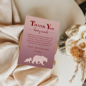 Bear Baby Dusche Woodland Rustic Dankeschön Karte