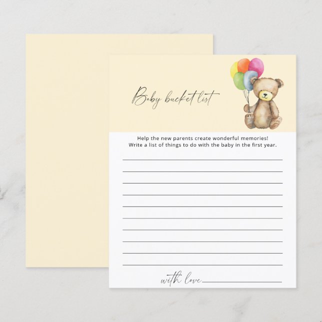 Bear - Baby Eimer List Game (Vorne/Hinten)
