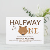 Bear Baby Halbgeburtstag Einladung (Stehend Vorderseite)