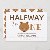 Bear Baby Halbgeburtstag Einladung (Vorne/Hinten)