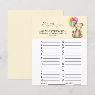 Bear - Baby Item Game. Baby Shower Game