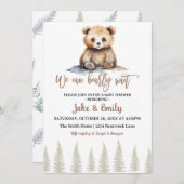 Bear Baby Shooter Bearly Wait Woodland Teddy Einladung (Vorne/Hinten)