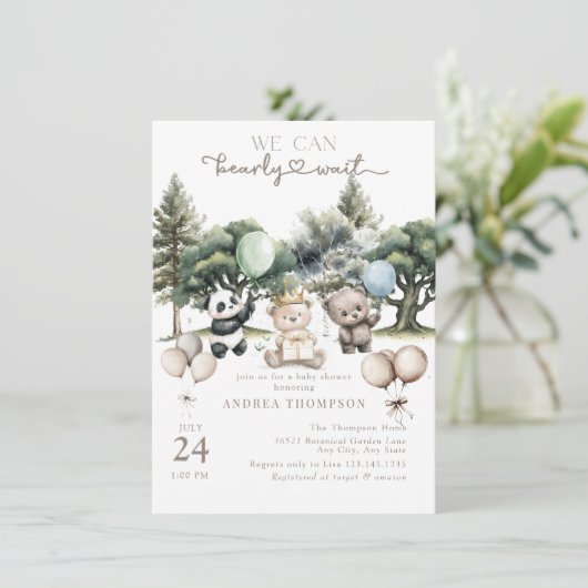 Bear Baby Shooter Einladung (Stehend Vorderseite)