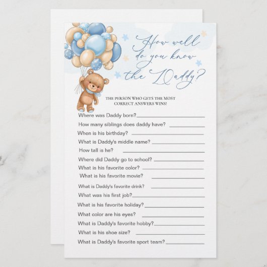 Bear Baby Shooter Game wie gut weißt du Daddy? (Vorne/Hinten)