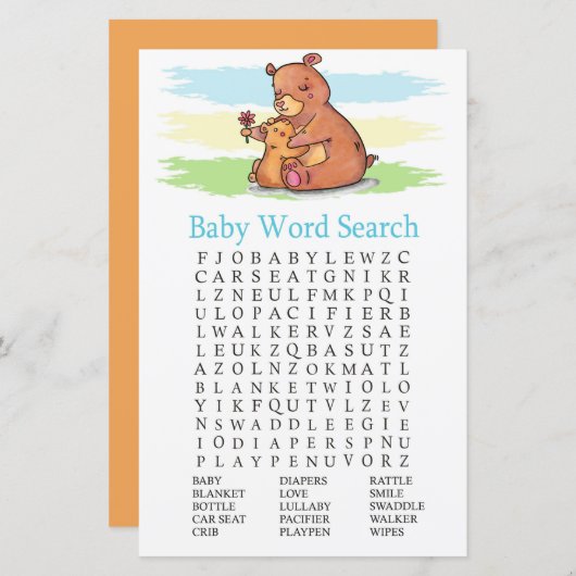 Bear Baby Shooter Word Search Game (Vorne/Hinten)