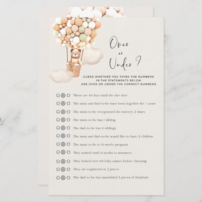 Bear Baby Shooting Game - Over oder Under (Vorne/Hinten)