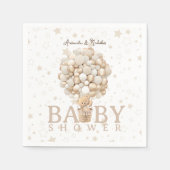 Bear Baby Shower Balloons & Stars Boho White Brown Serviette (Vorderseite)