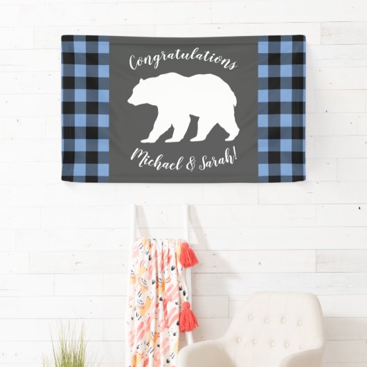 Bear Baby Shower Boy Blue Banner (Insitu)