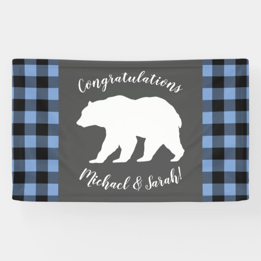 Bear Baby Shower Boy Blue Banner (Horizontal)