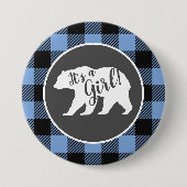 Bear Baby Shower Boy Blue Button (Vorderseite)