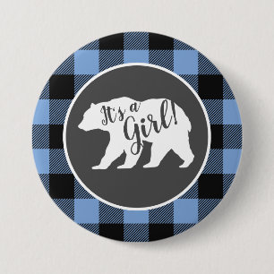 Bear Baby Shower Boy Blue Button