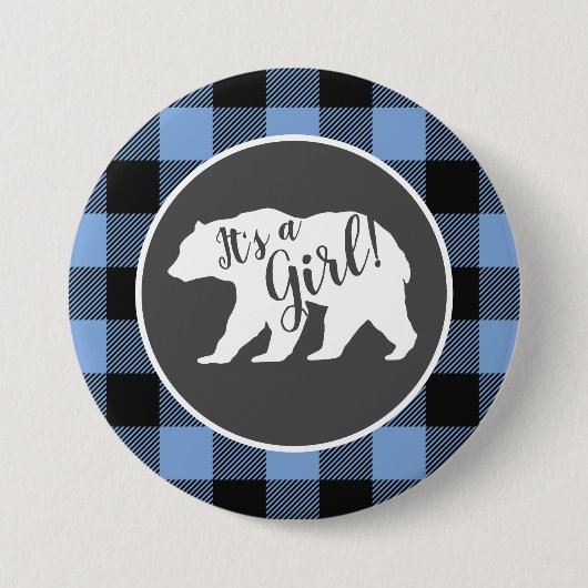 Bear Baby Shower Boy Blue Button (Vorderseite)