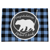 Bear Baby Shower Boy Blue Große Geschenktüte (Vorderseite)