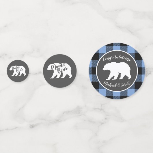 Bear Baby Shower Boy Blue Konfetti (Vorderseiten)