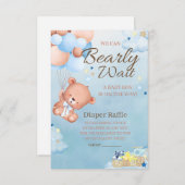 Bear Baby Shower Boy Diaper Raffle Begleitkarte (Vorne/Hinten)