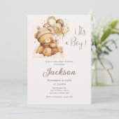 Bear Baby Shower Boy Einladung (Stehend Vorderseite)