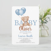 Bear Baby Shower Boy Einladung (Stehend Vorderseite)
