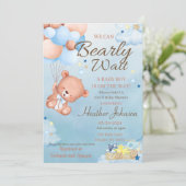 Bear Baby Shower Boy Einladung (Stehend Vorderseite)