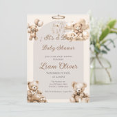 Bear Baby Shower Boy Einladung (Stehend Vorderseite)