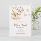 Bear Baby Shower Boy Einladung (Stehend Vorderseite)