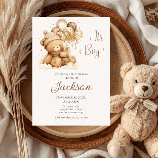Bear Baby Shower Boy Einladung