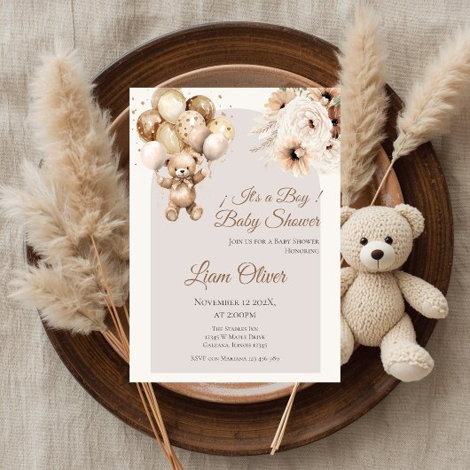 Bear Baby Shower Boy Einladung