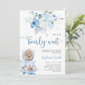 Bear Baby Shower Boy Einladung (Stehend Vorderseite)