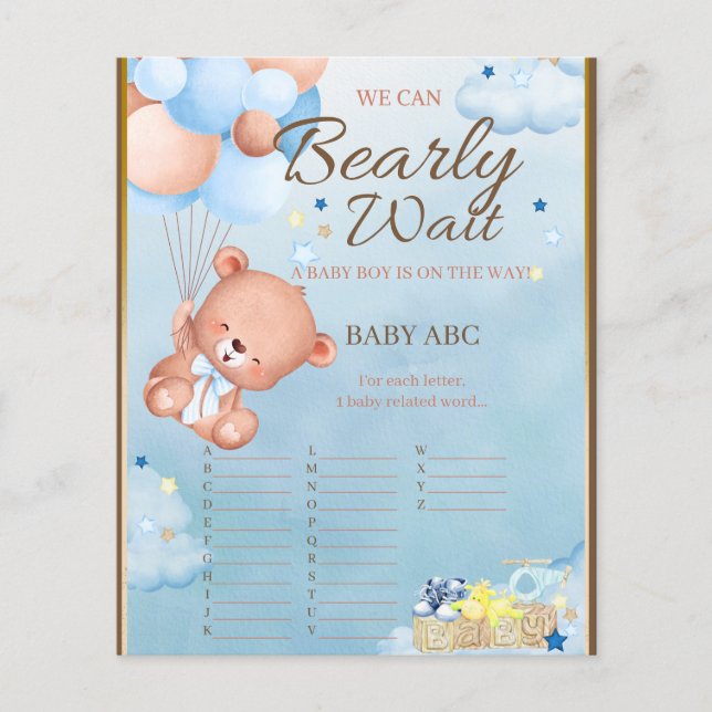 Bear Baby Shower Boy Game (Vorderseite)