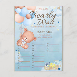 Bear Baby Shower Boy Game Postkarte