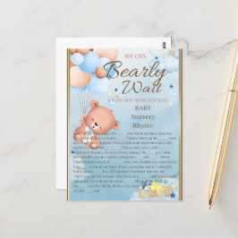 Bear Baby Shower Boy Game Postkarte