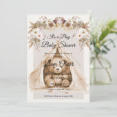  Bear Baby Shower Boy invitation Einladung (Stehend Vorderseite)