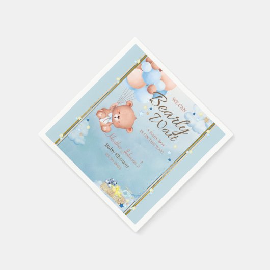 Bear Baby Shower Boy Serviette (Ecke)