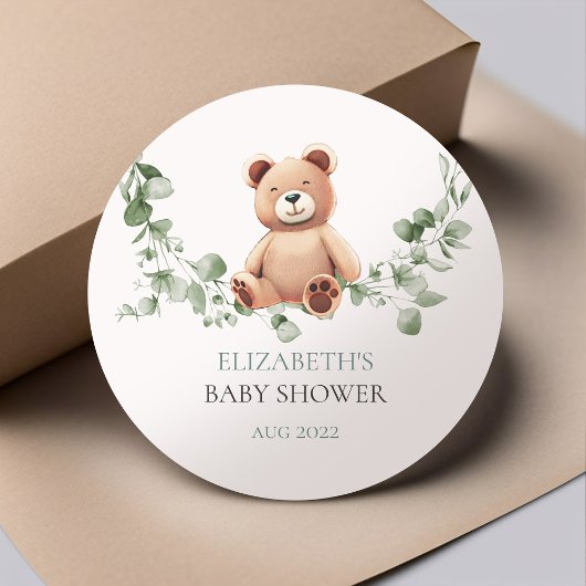 Bear Baby Shower Classic Round Sticker