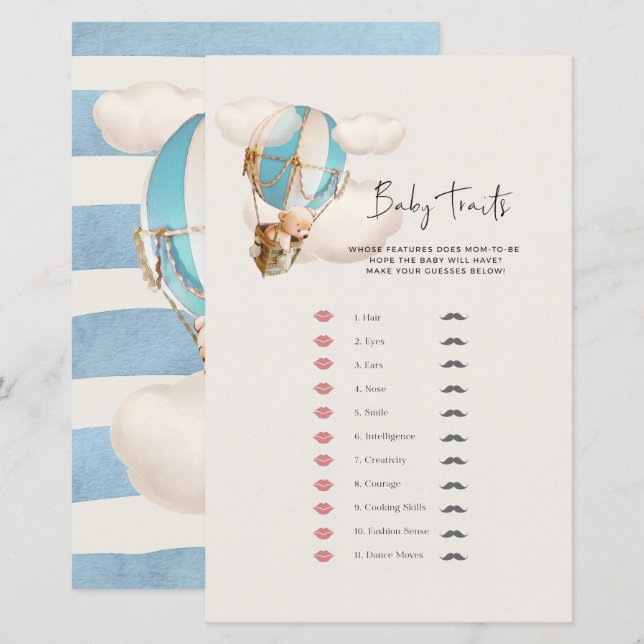 Bear Baby Shower Game - Baby Tracks (Vorne/Hinten)