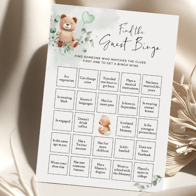 Bear Baby Shower Game - Finden Sie das Gast BINGO (Von Creator hochgeladen)