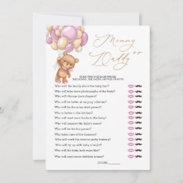 Bear Baby Shower Game Guess Who Mommy or Daddy Einladung