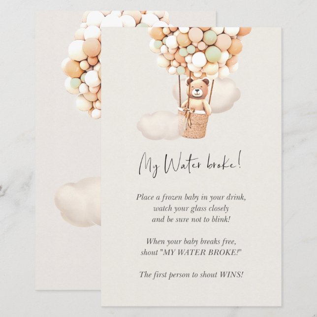 Bear Baby Shower Game - Mein Wasser Broke! (Vorne/Hinten)